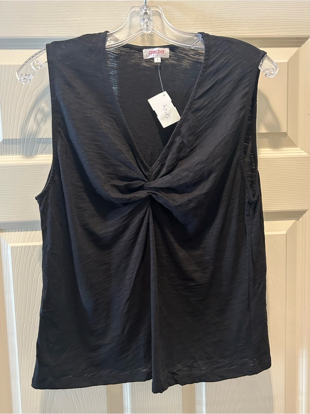 Goldie Black Twist-Front V-Neck Tank